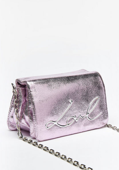 Missy Metallic Crossbody Bag with Chain Strap and Flap Closure-Women%27s Handbags-image-2