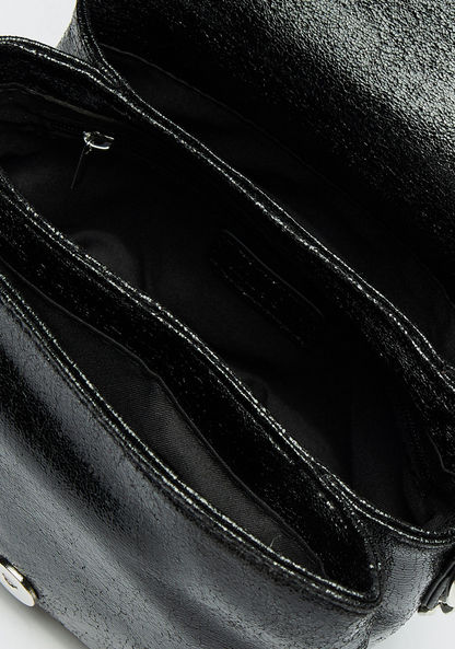 Missy Metallic Crossbody Bag with Chain Strap and Flap Closure-Women%27s Handbags-image-4