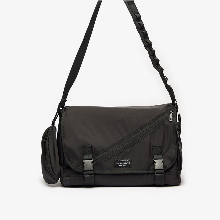 Lee Cooper Solid Crossbody Bag with Flap Closure