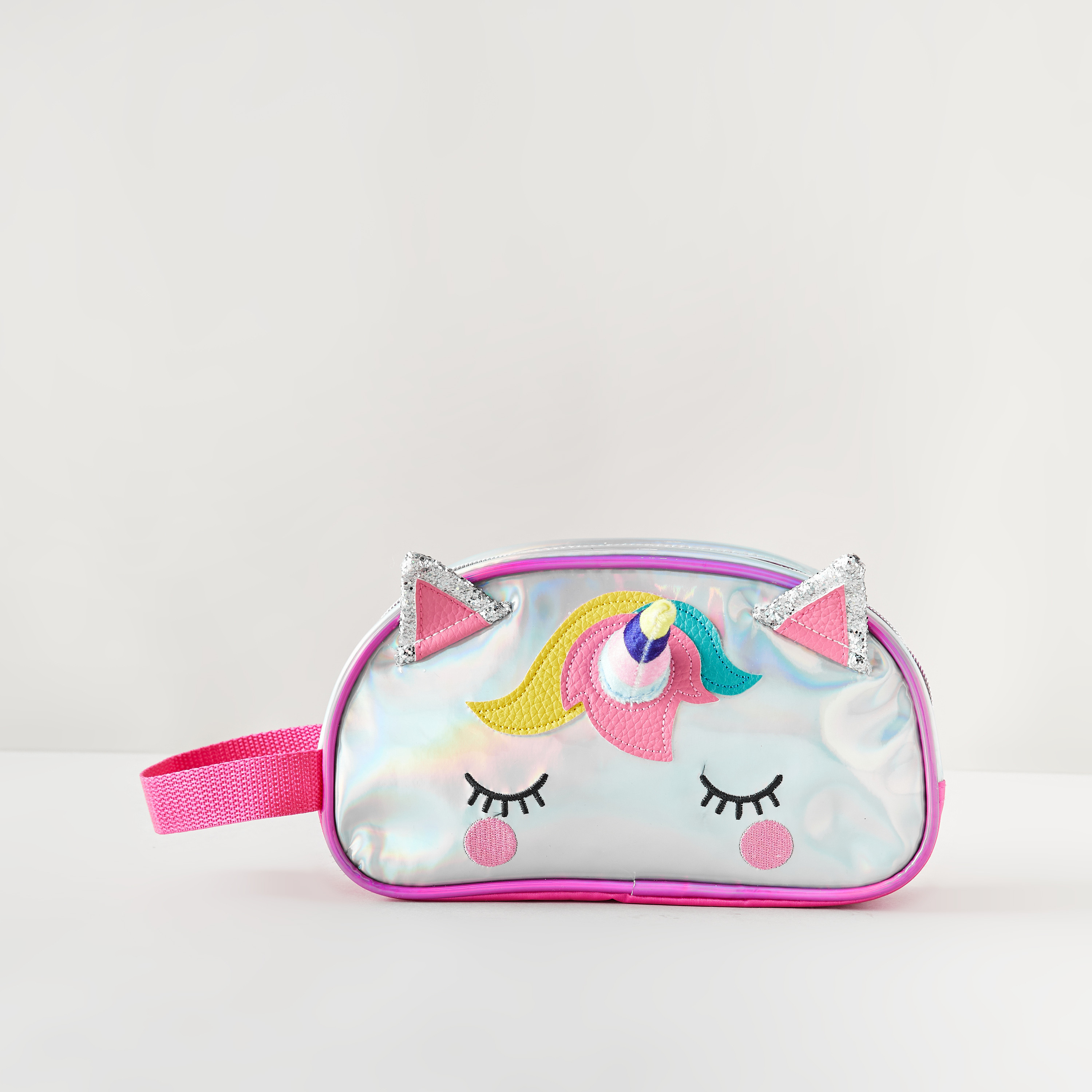 Unicorn Applique Detail Pencil Case with Zip Closure-school-stationery-pencilcases-image-1