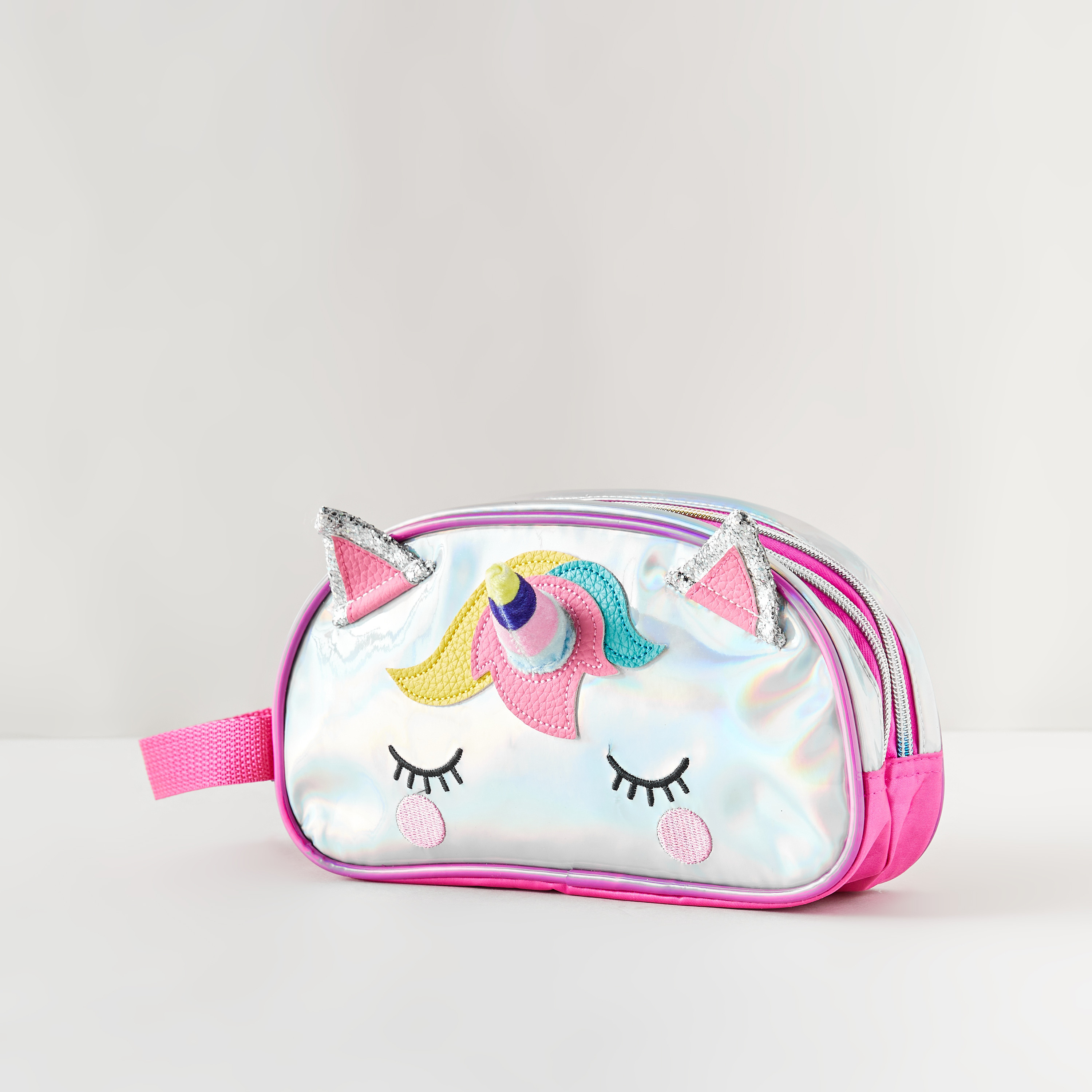 Unicorn Applique Detail Pencil Case with Zip Closure-school-stationery-pencilcases-image-3