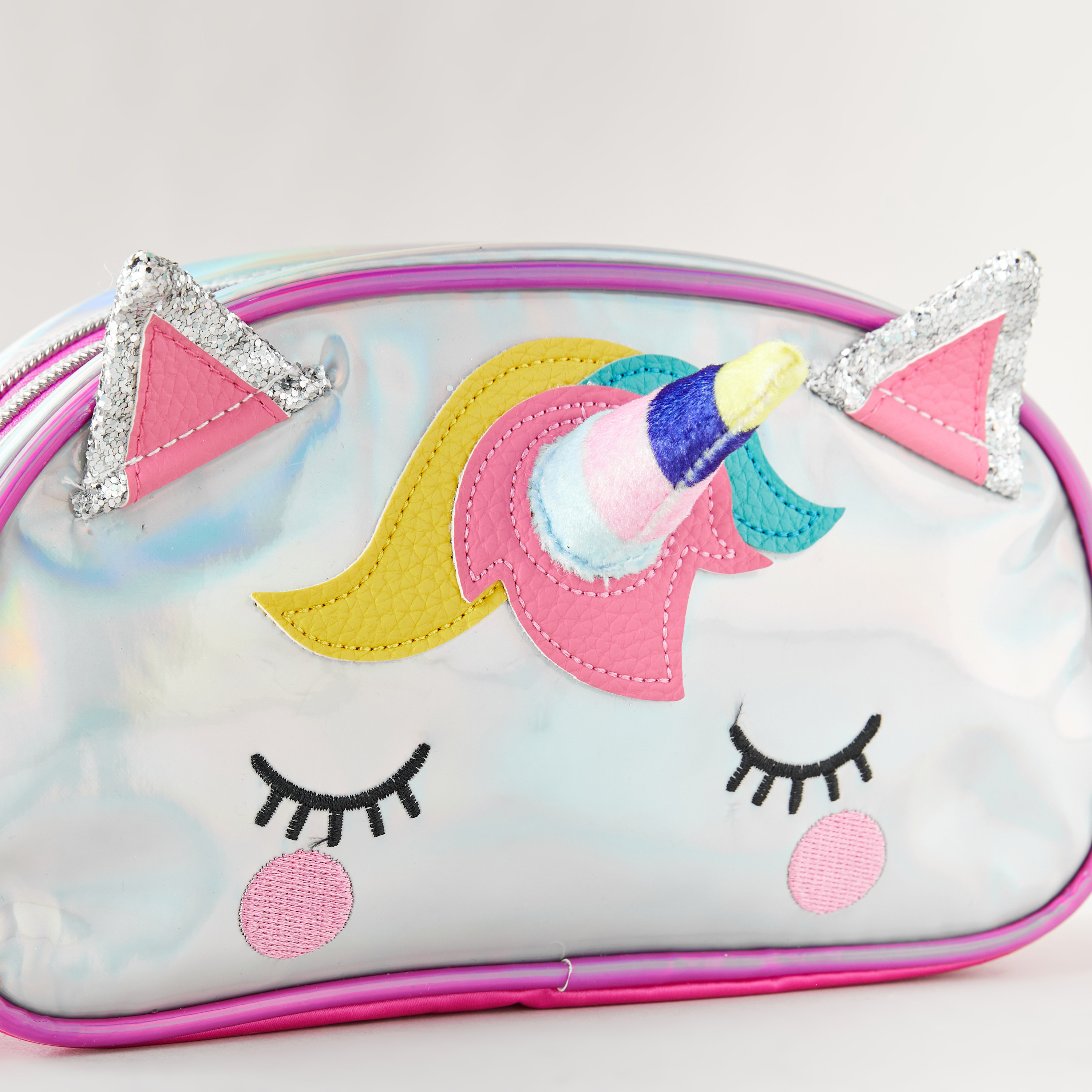 Unicorn Applique Detail Pencil Case with Zip Closure-school-stationery-pencilcases-image-4