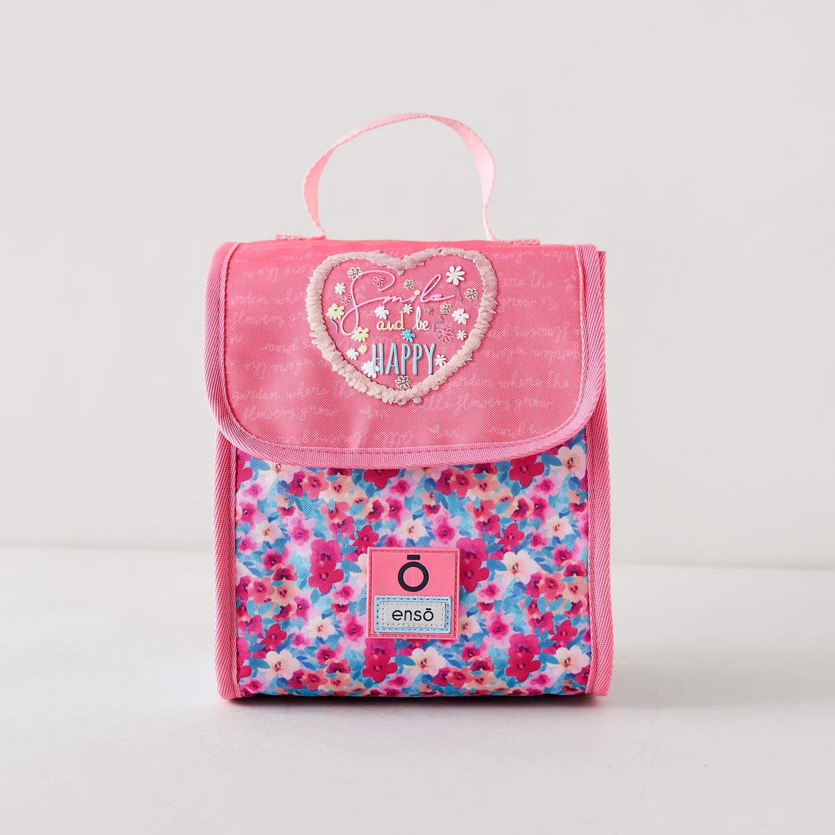 Enso Floral Print Lunch Bag with Flap Closure and Handle
