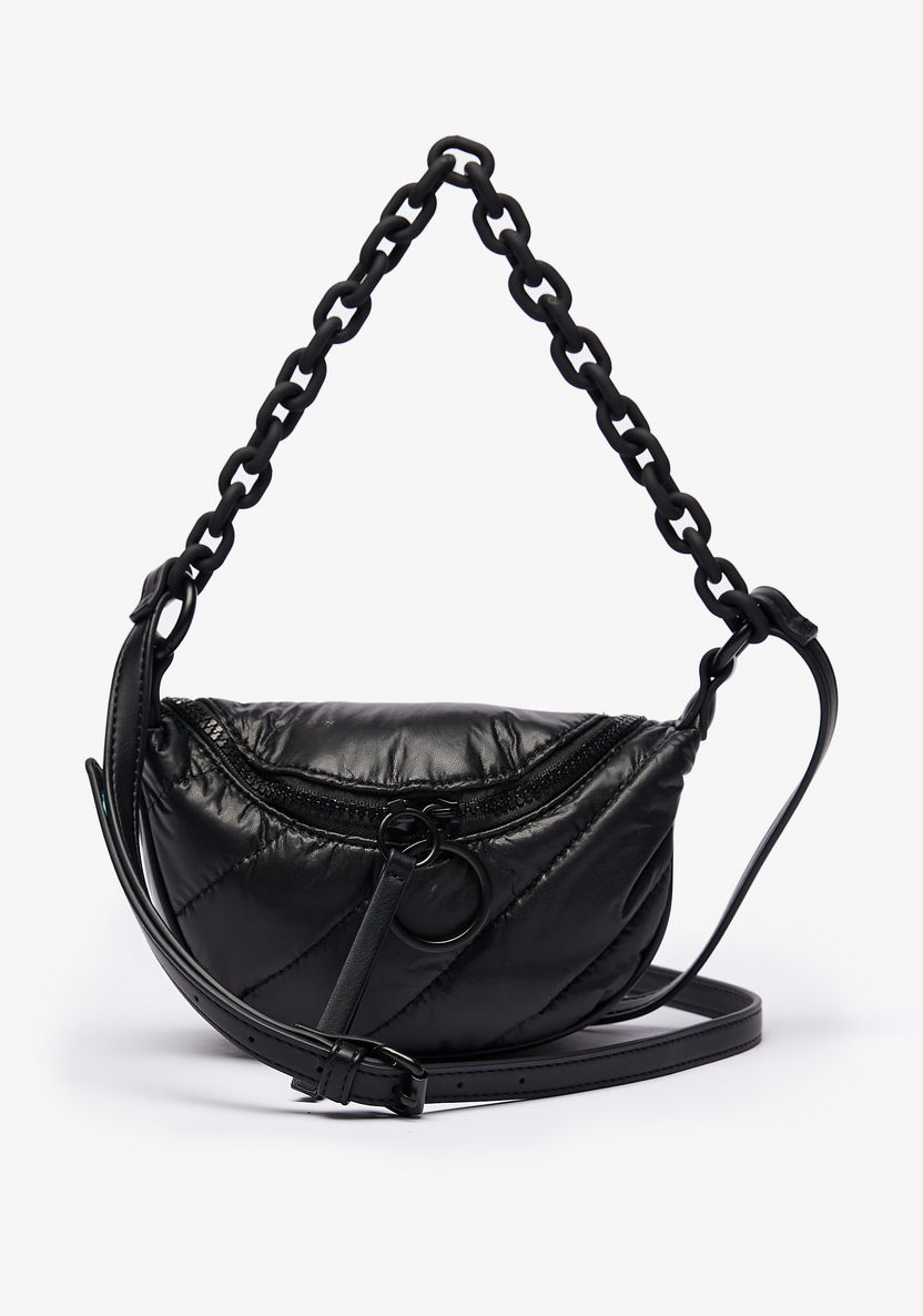Missy Textured Crossbody Bag with Chain Detail and Adjustable Strap-Women%27s Handbags-image-0