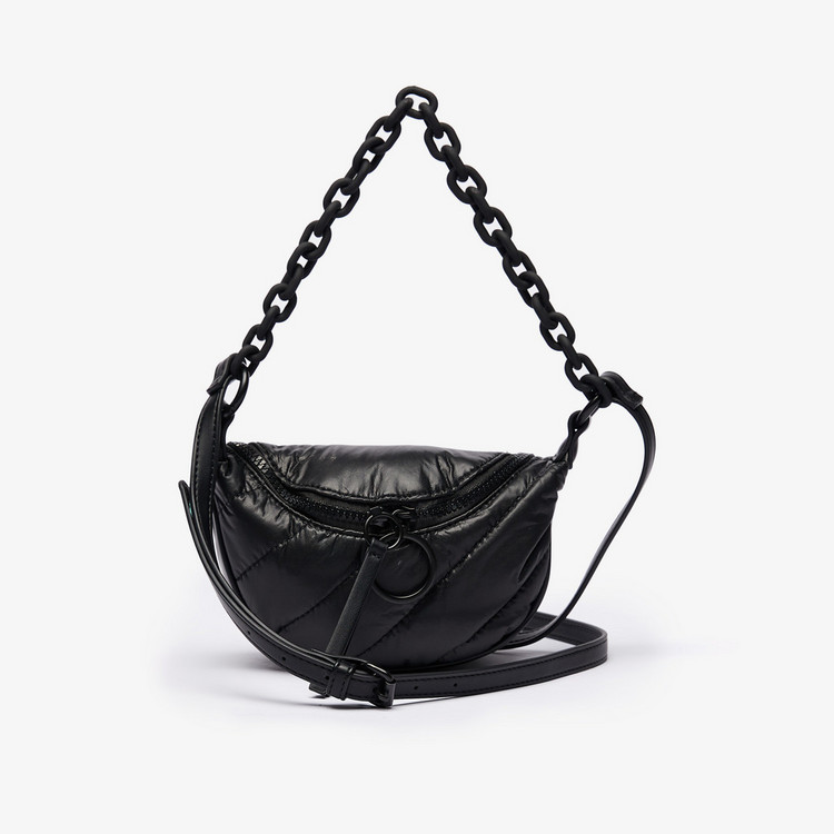 Missy Textured Crossbody Bag with Chain Detail and Adjustable Strap