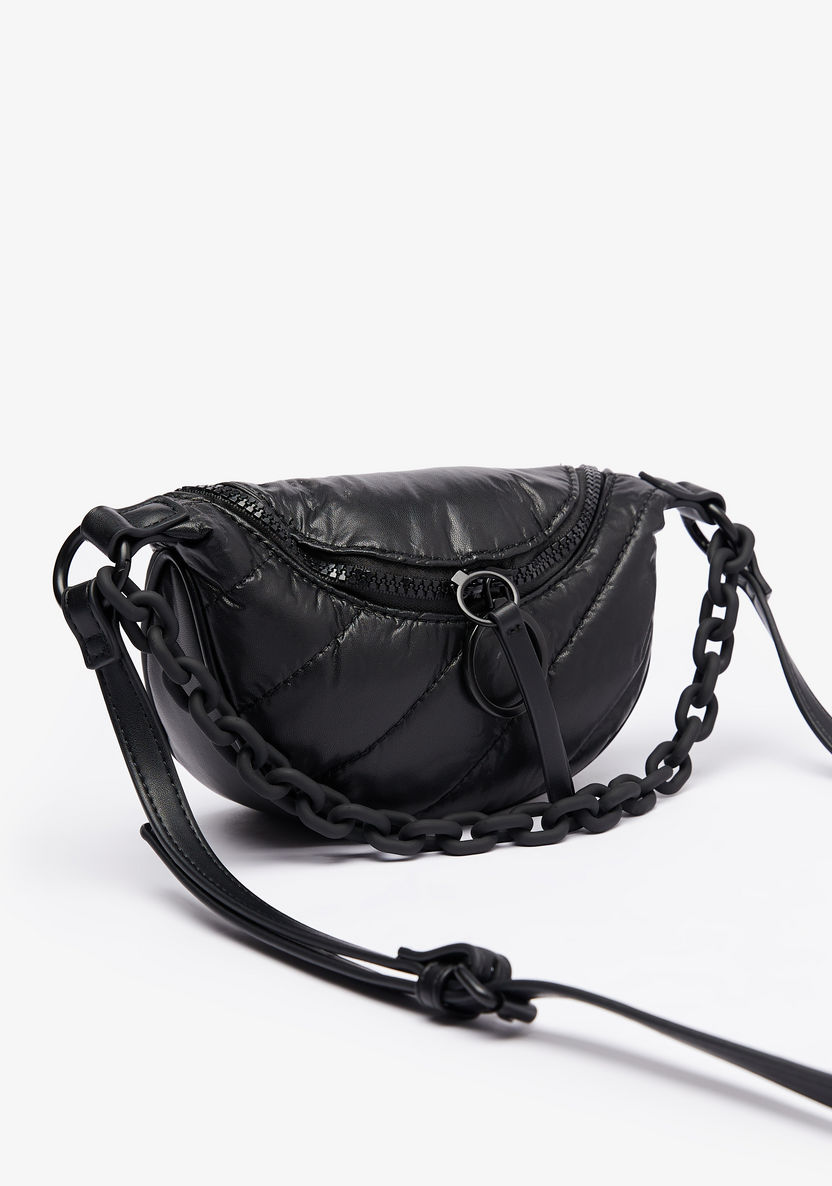 Missy Textured Crossbody Bag with Chain Detail and Adjustable Strap-Women%27s Handbags-image-2