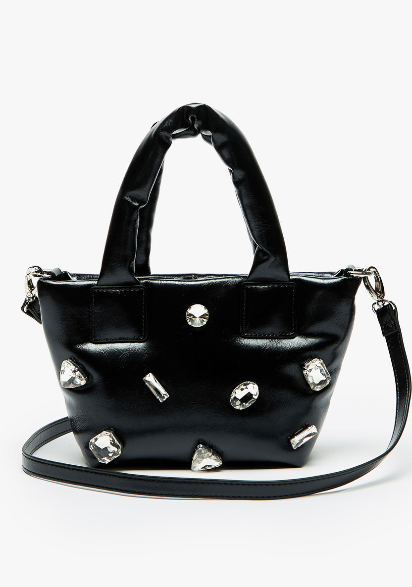 Missy Embellished Tote Bag with Detachable Shoulder Strap and Zip Closure-Women%27s Handbags-image-0