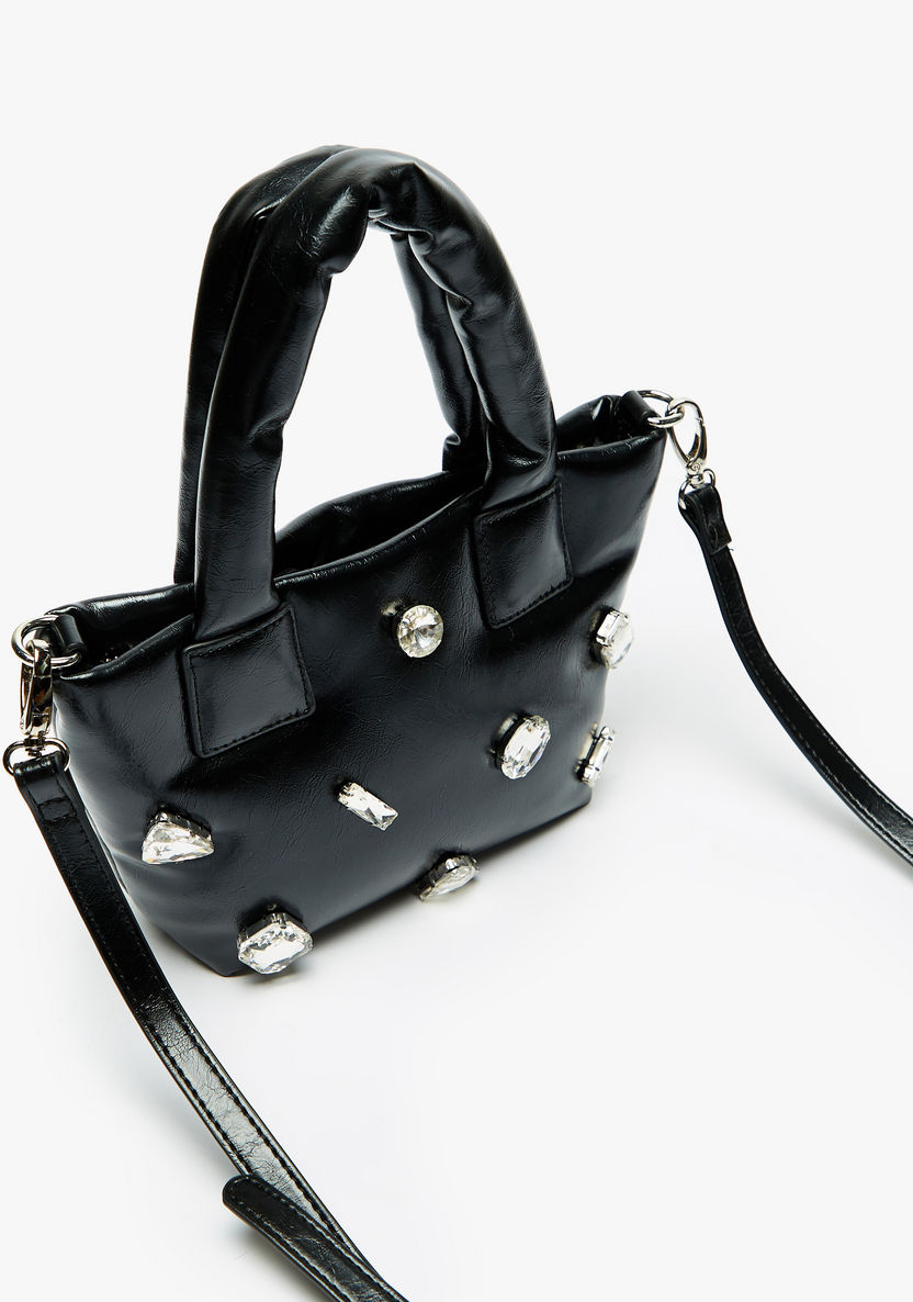 Missy Embellished Tote Bag with Detachable Shoulder Strap and Zip Closure-Women%27s Handbags-image-2