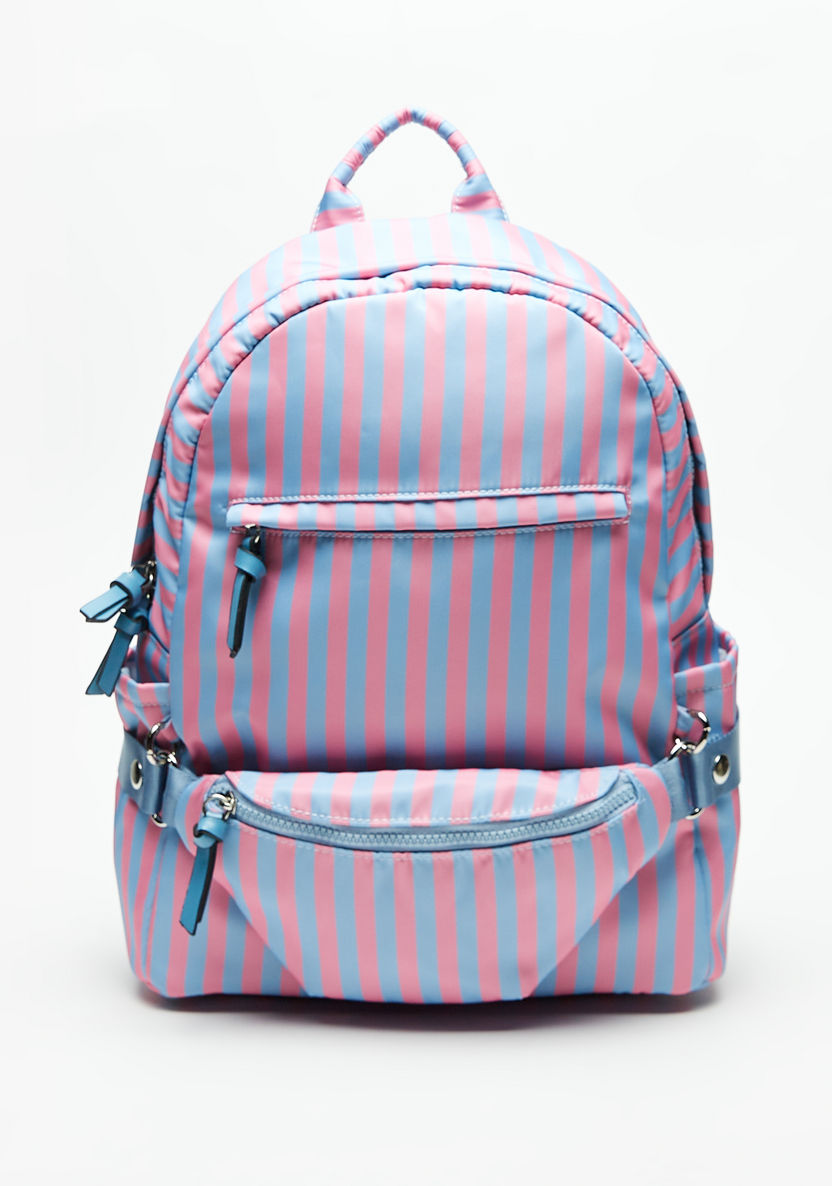 Missy Striped Backpack with Detachable Fanny Pack-Women%27s Backpacks-image-0