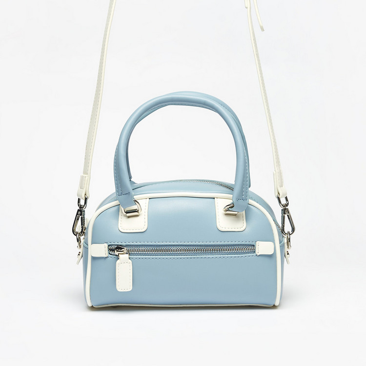 Missy Colourblock Bowler Bag with Detachable Strap and Zip Closure