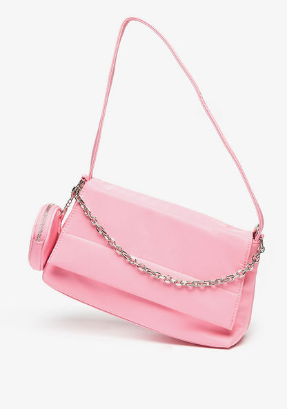 Missy Solid Shoulder Bag with Chain Strap and Coin Purse