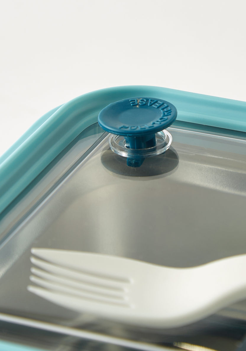 Buy Solid Layered Lunch Box with Lid and Fork - 21x15x7 cms 1-Year