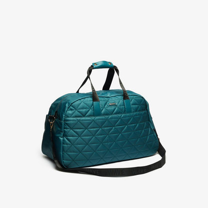 Wave Textured Duffel Bag with Detachable Strap and Zip Closure-Duffle Bags-image-1
