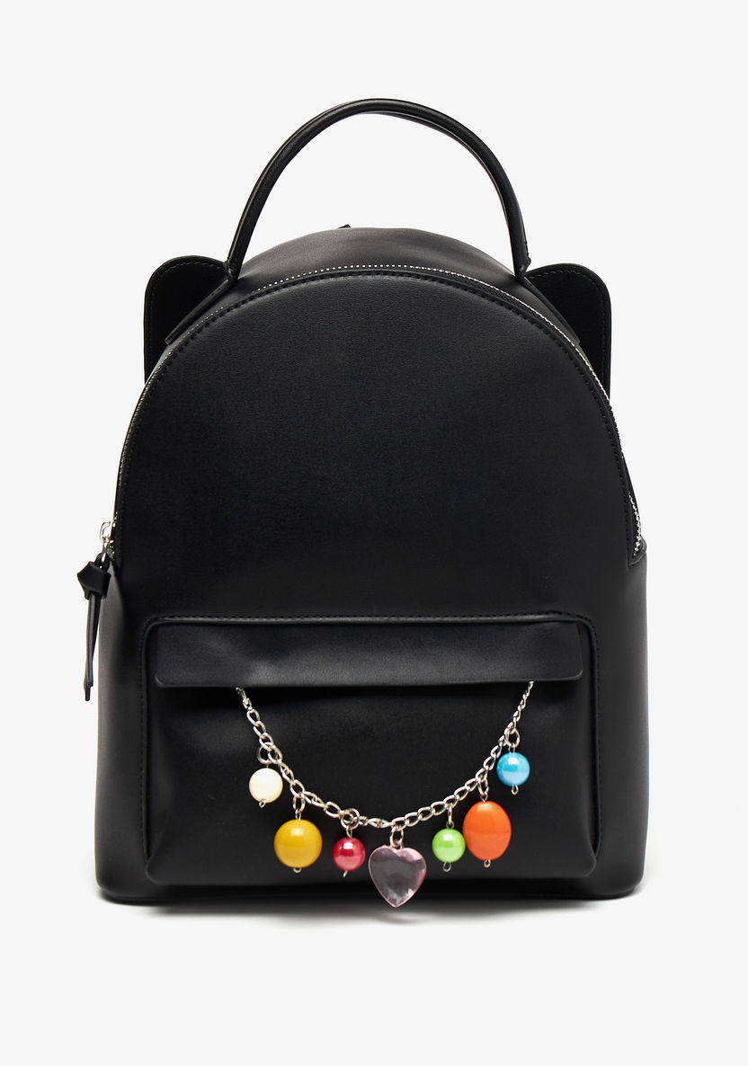 Missy Charm Accented Backpack with Detachable Straps and Zip Closure-Women%27s Backpacks-image-0