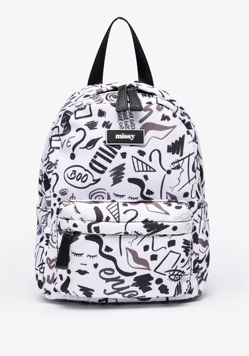 Printed Backpack with Adjustable Shoulder Straps-Women%27s Backpacks-image-0