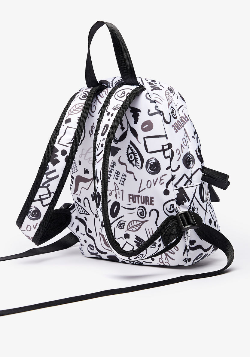 Printed Backpack with Adjustable Shoulder Straps-Women%27s Backpacks-image-1