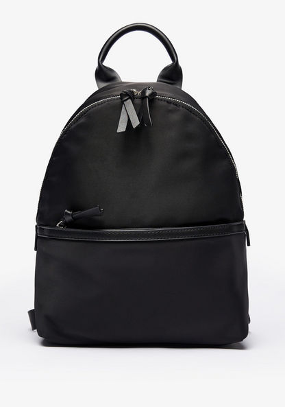 Missy Solid Backpack with Knot Detail Zip Closure