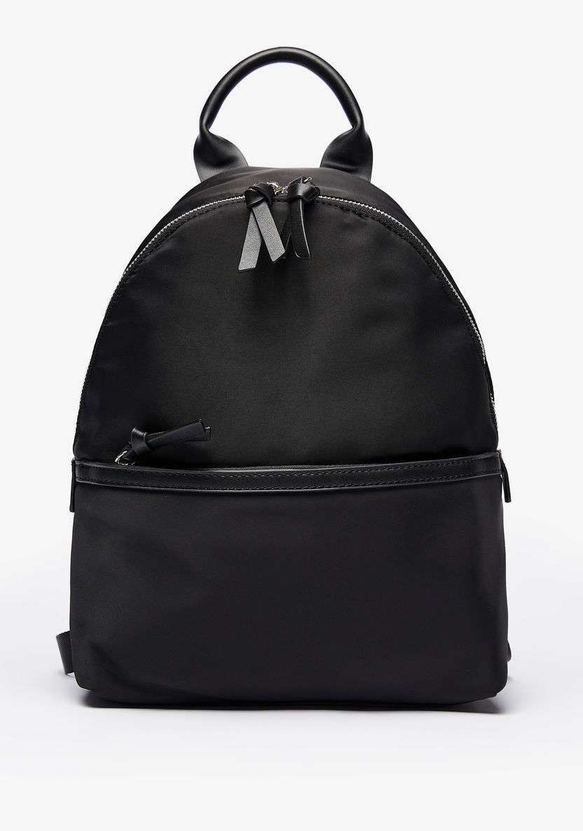 Missy Solid Backpack with Knot Detail Zip Closure-Women%27s Backpacks-image-0