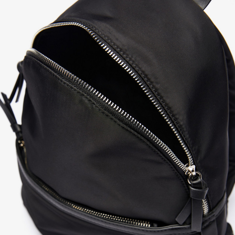 Missy Solid Backpack with Knot Detail Zip Closure