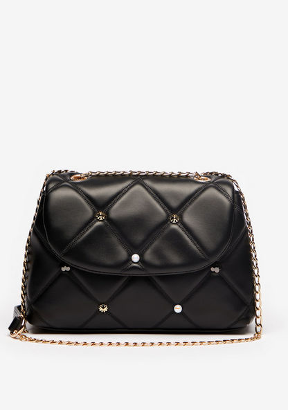 Missy Quilted Crossbody Bag with Stud Detail and Chain Strap-Women%27s Handbags-image-1