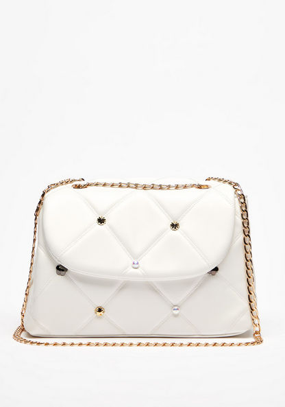 Missy Quilted Crossbody Bag with Stud Detail and Chain Strap