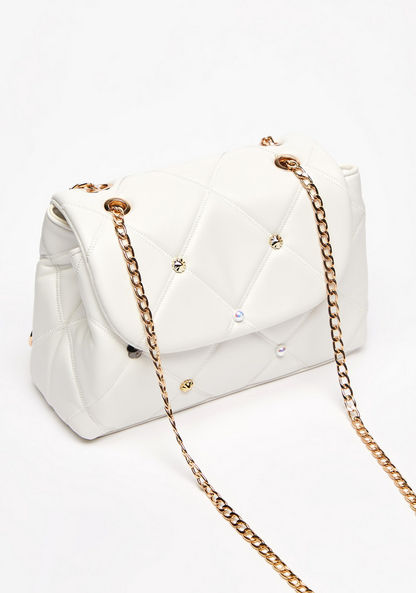 Missy Quilted Crossbody Bag with Stud Detail and Chain Strap