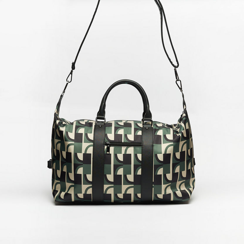 ELLE Printed Duffle Bag with Detachable Strap and Handles-Duffle Bags-image-2
