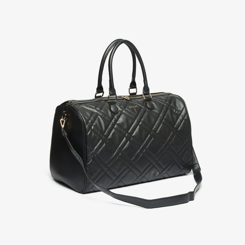 Celeste Textured Duffel Bag with Detachable Strap and Handles-Duffle Bags-image-1