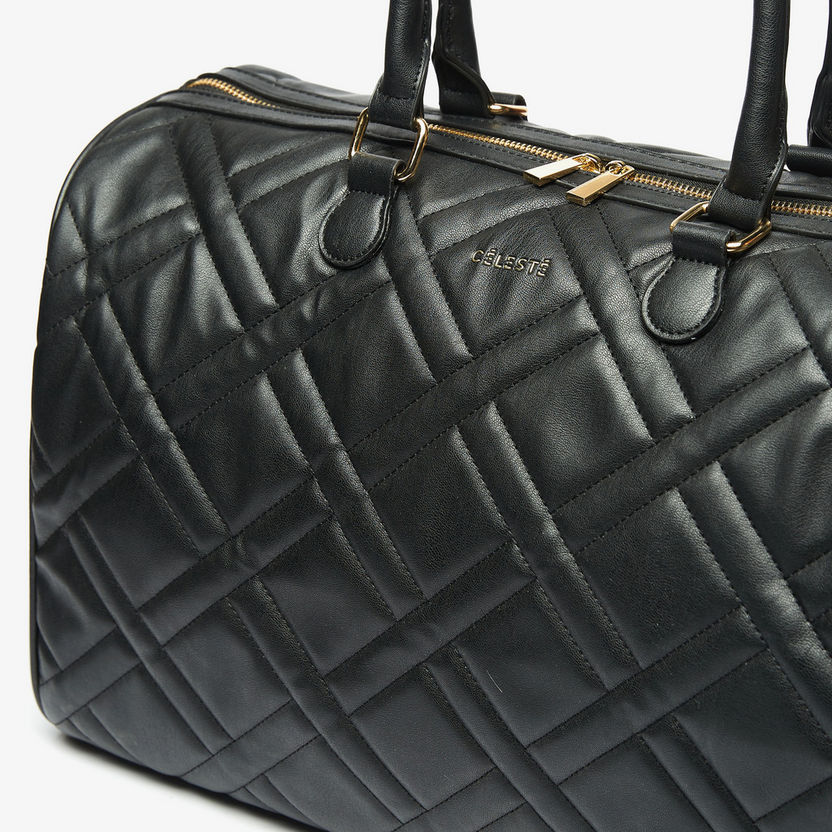 Celeste Textured Duffel Bag with Detachable Strap and Handles-Duffle Bags-image-3