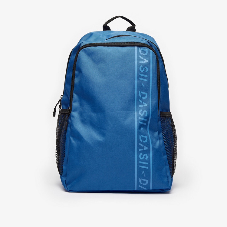 Dash Logo Print Backpack with Zip Closure