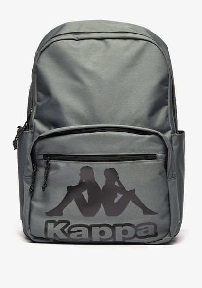 Kappa Logo Print Zipper Backpack with Adjustable Shoulder Straps