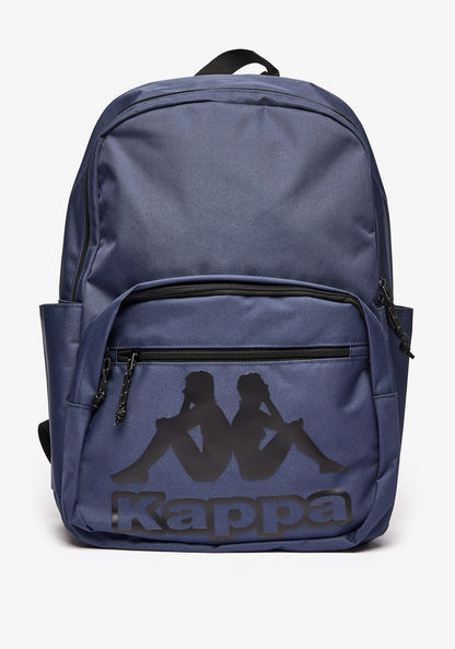 Kappa Logo Print Zipper Backpack with Adjustable Shoulder Straps