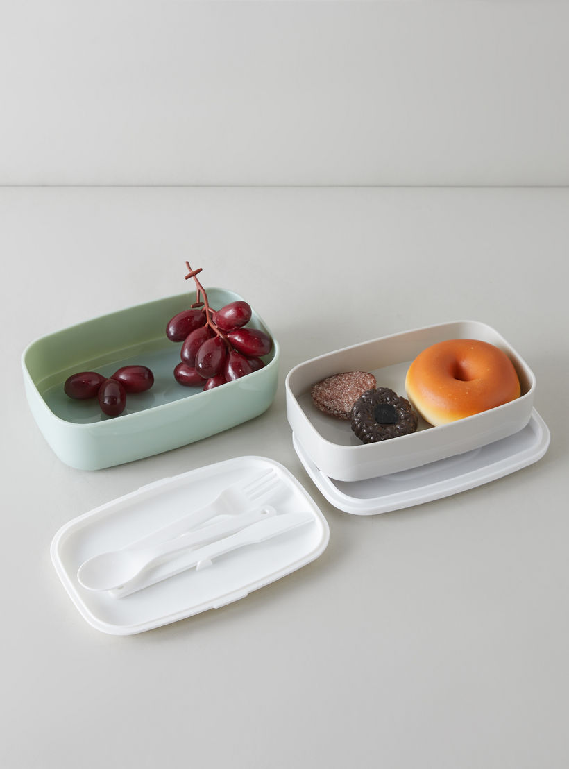 Point Reyes Lunch Box Buy Solid Layered Lunch Box with Cutlery Online | Centrepoint Bahrain