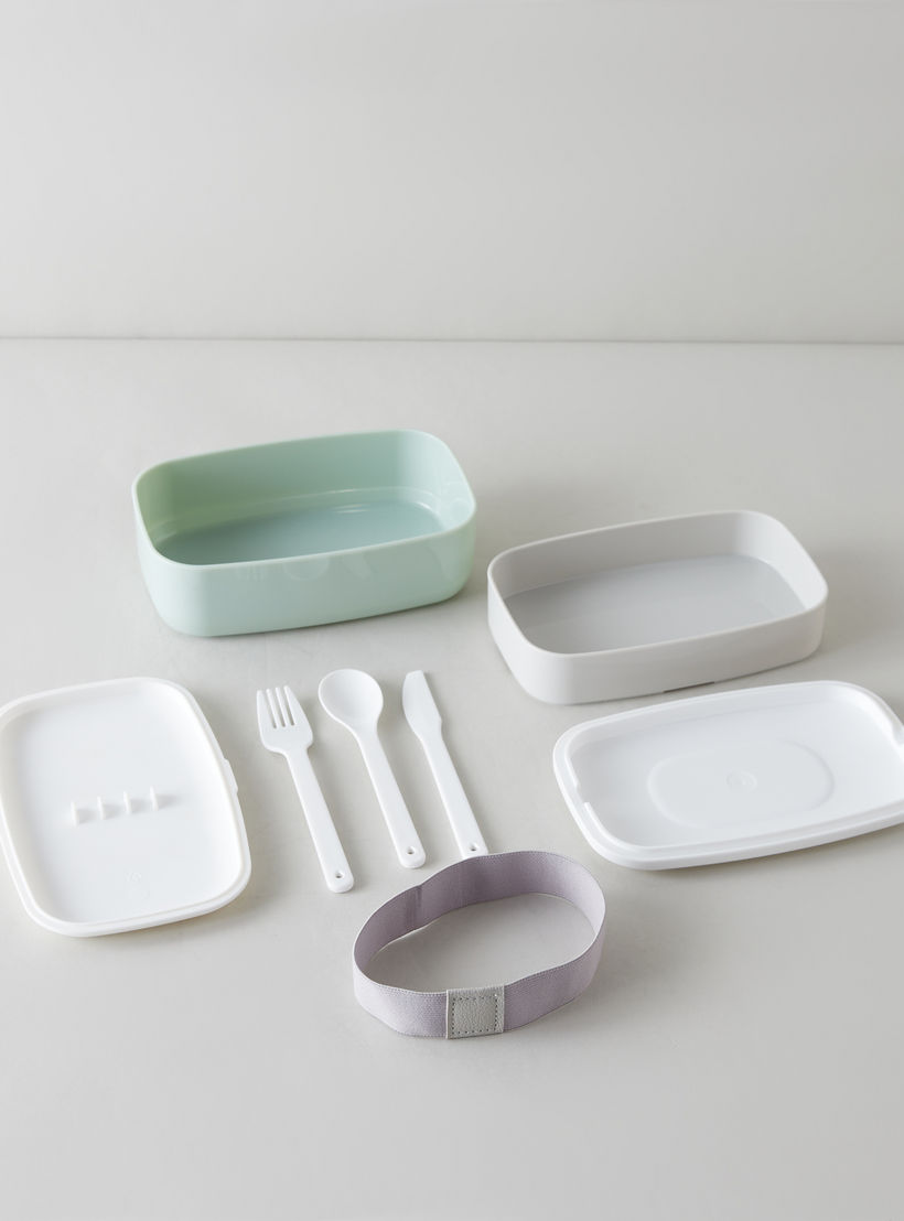 Point Reyes Lunch Box Buy Solid Layered Lunch Box with Cutlery Online | Centrepoint Bahrain