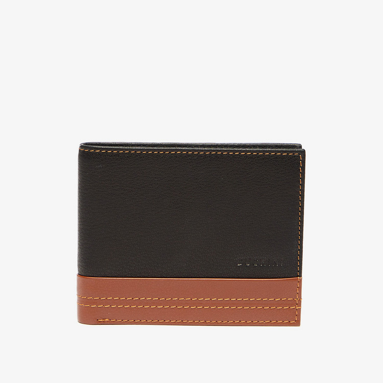 Duchini Textured Bi-Fold Wallet with Stitch Detail