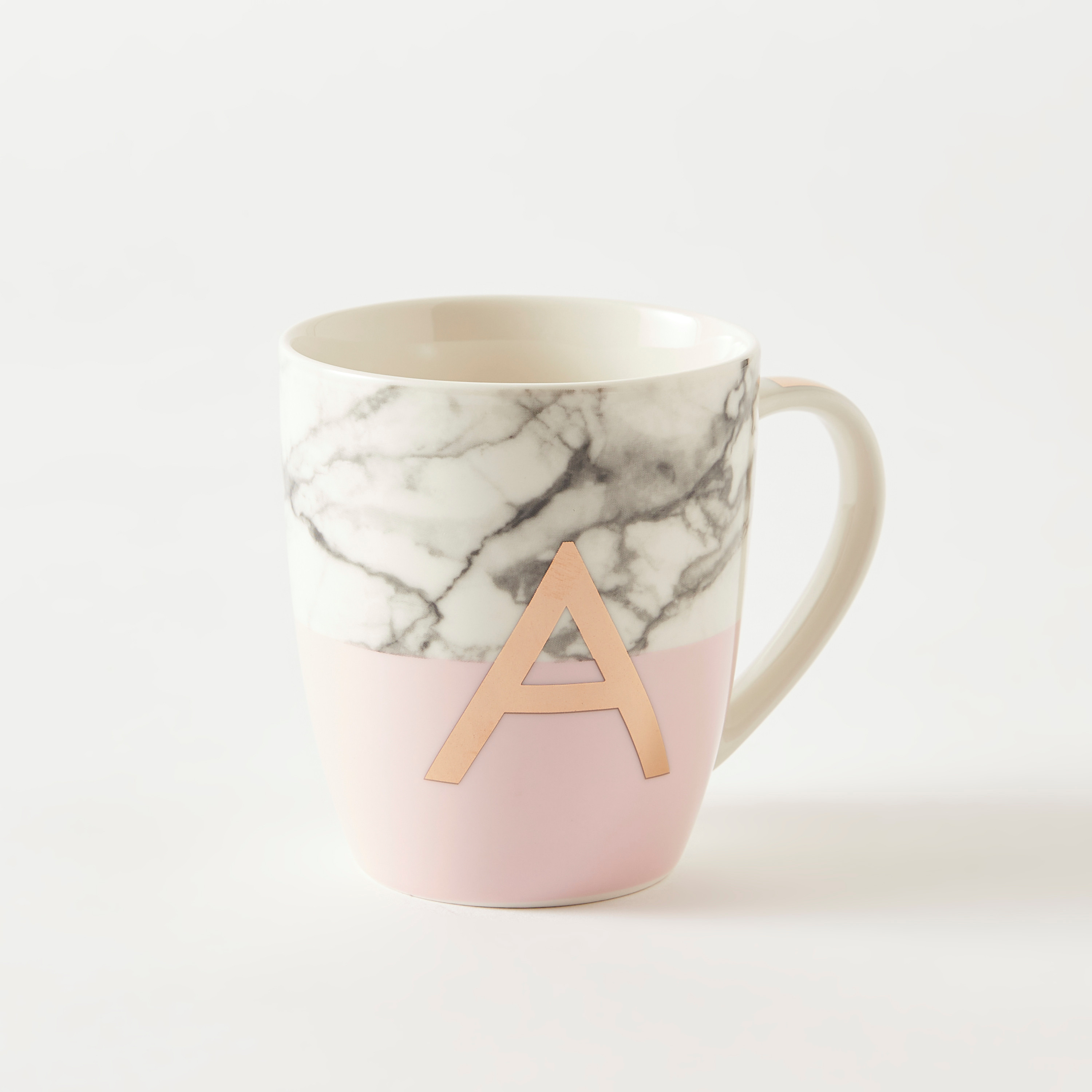 Marble Print Bone China Mug with Initial A - 380 ml 9x6x10 cms-household-dining-teaandcoffee-mugsandcups-image-1