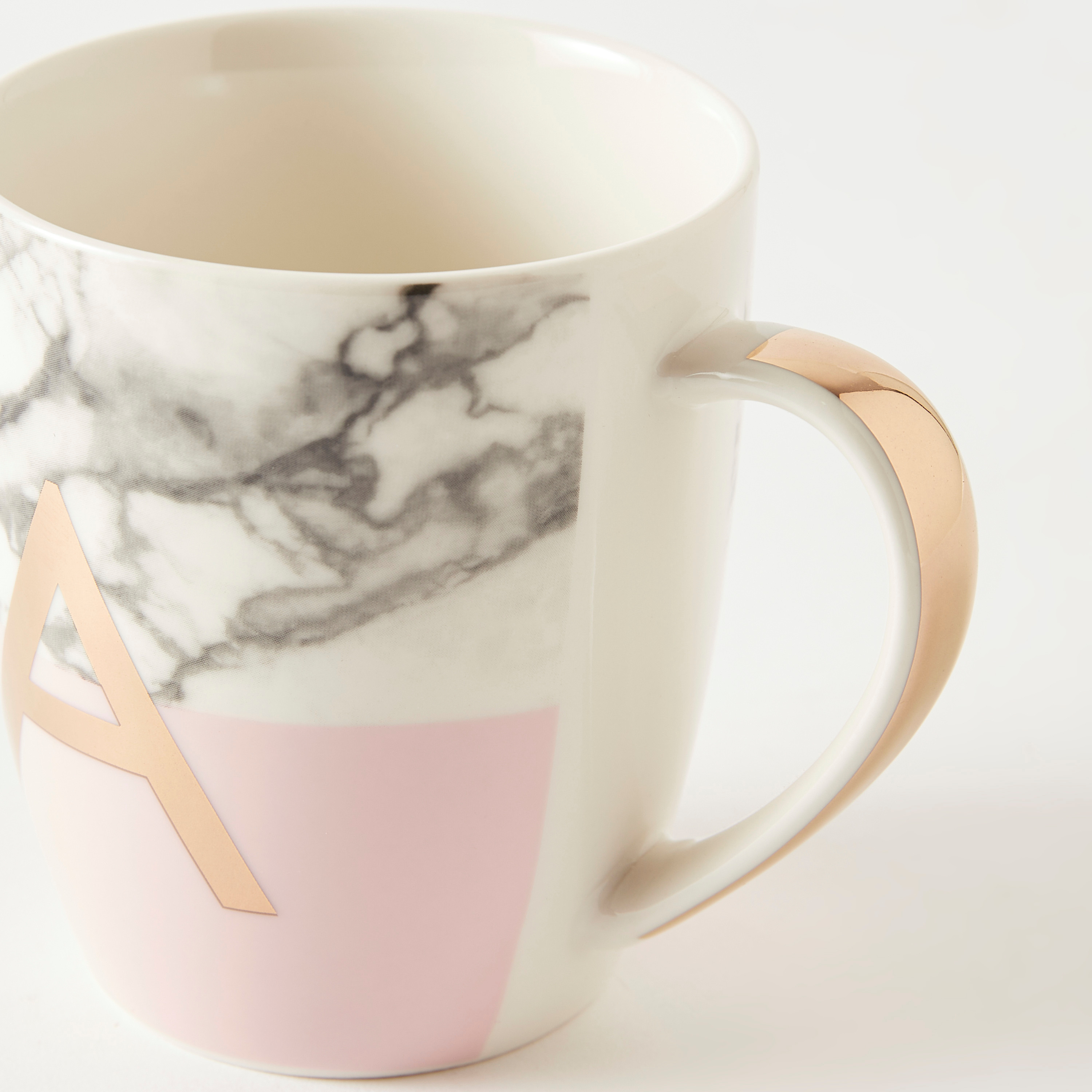 Marble Print Bone China Mug with Initial A - 380 ml 9x6x10 cms-household-dining-teaandcoffee-mugsandcups-image-2