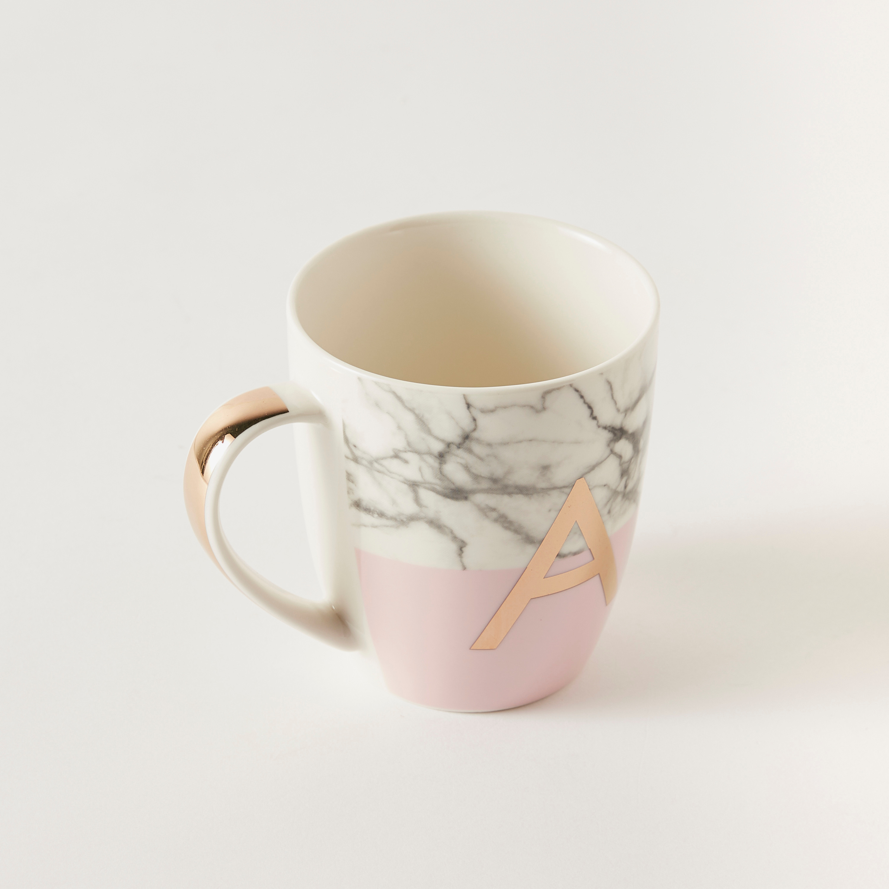 Marble Print Bone China Mug with Initial A - 380 ml 9x6x10 cms-household-dining-teaandcoffee-mugsandcups-image-4