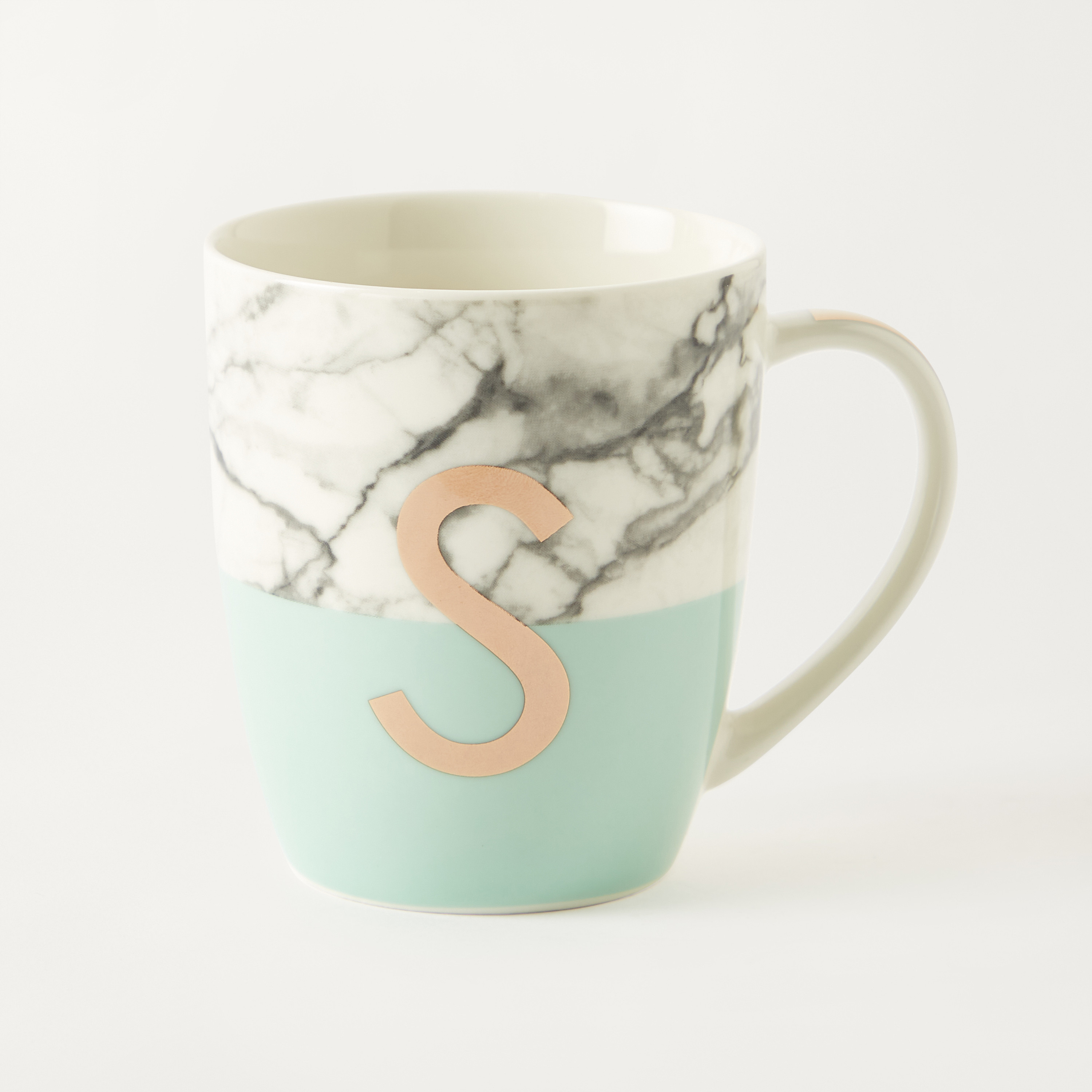Marble Print Bone China Mug with Initial S - 380 ml - 9x6x10 cms-household-dining-teaandcoffee-mugsandcups-image-2