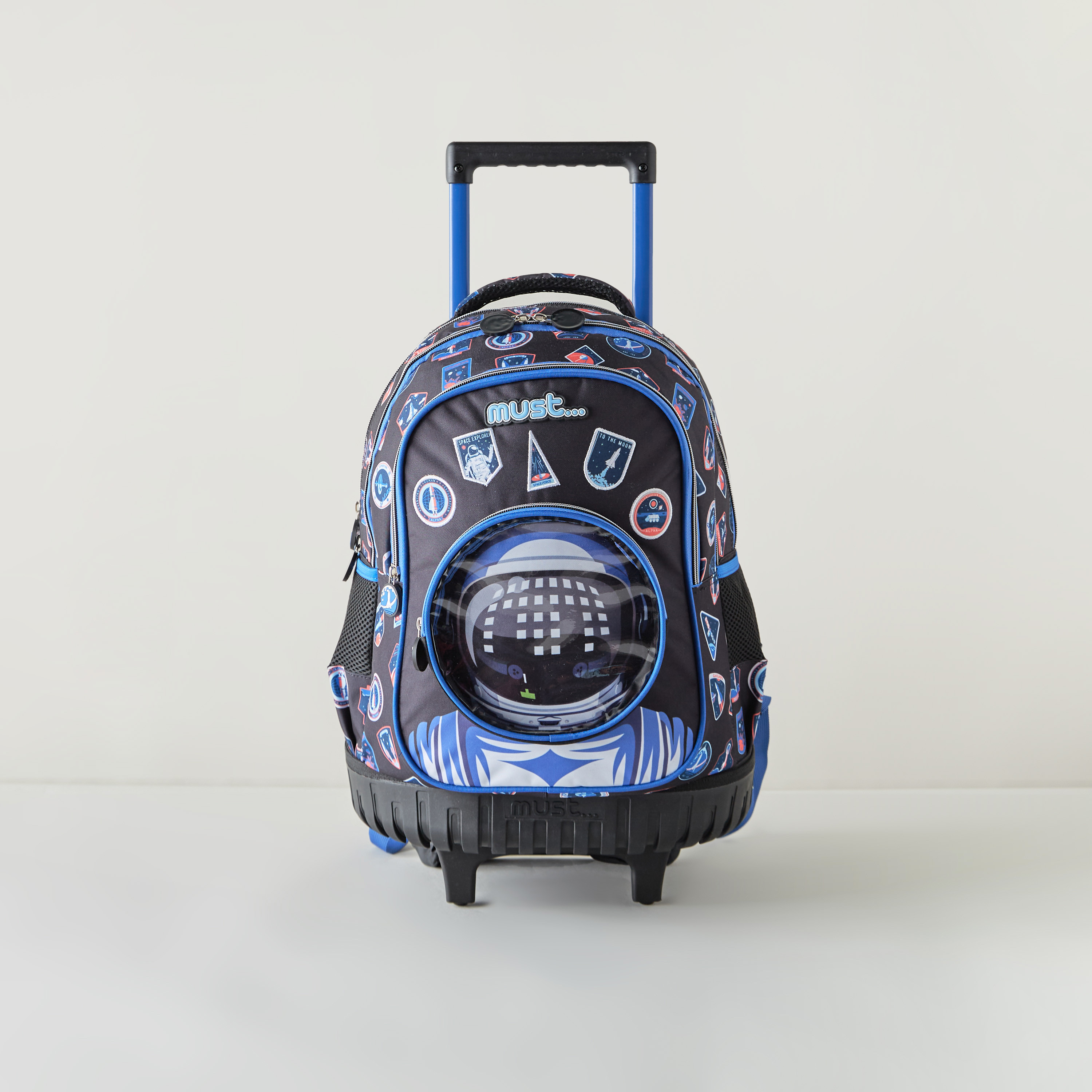شنطة ظهر ترولي بمقبض قابل للسحب وطبعات من ماست - 34x20x45 سم-school-bagsandbackpacks-trolleybags-image-1