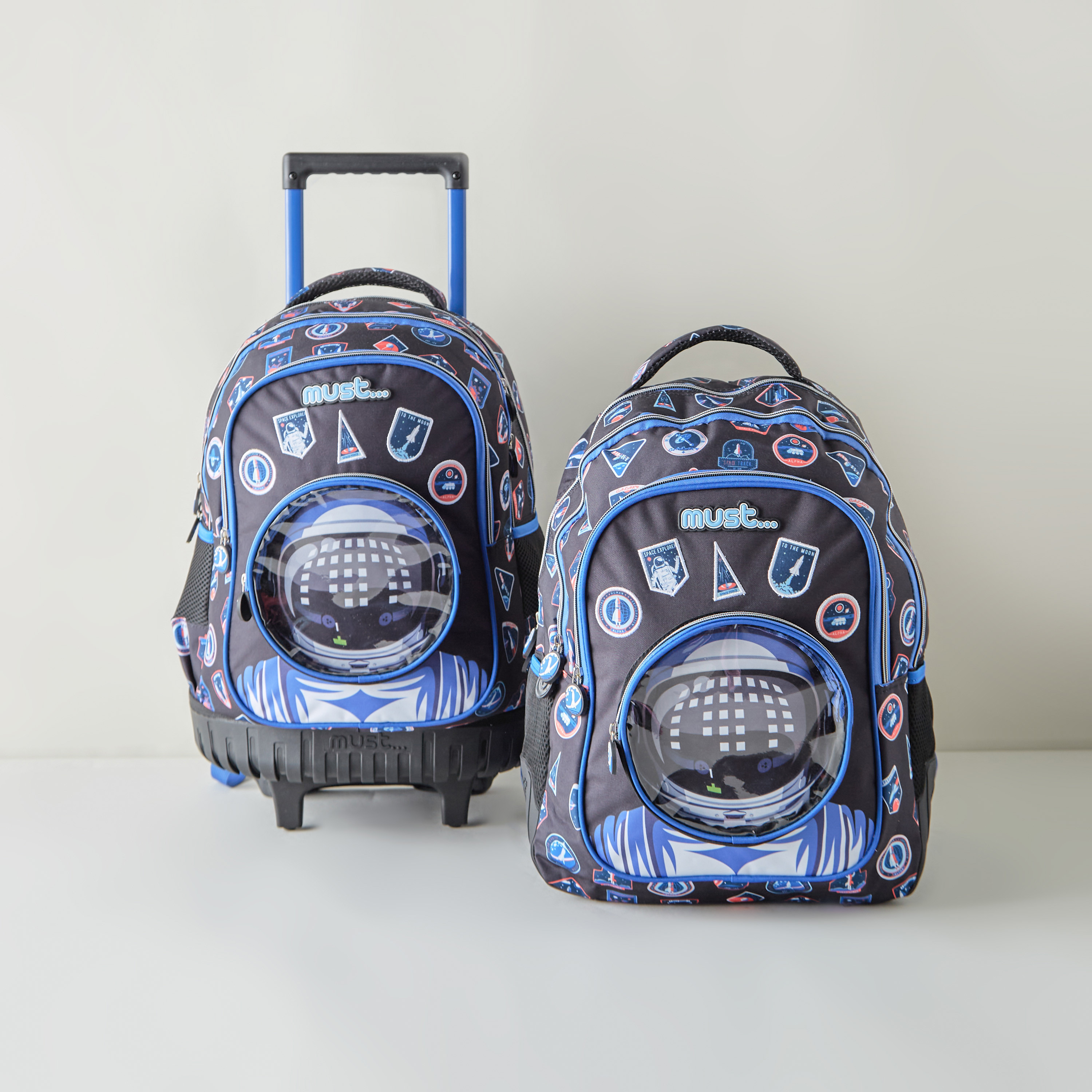 شنطة ظهر ترولي بمقبض قابل للسحب وطبعات من ماست - 34x20x45 سم-school-bagsandbackpacks-trolleybags-image-7