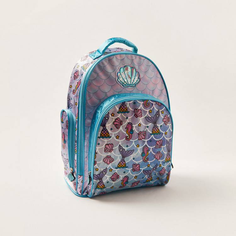 Juniors Printed Backpack with Zip Closure - 16 inches