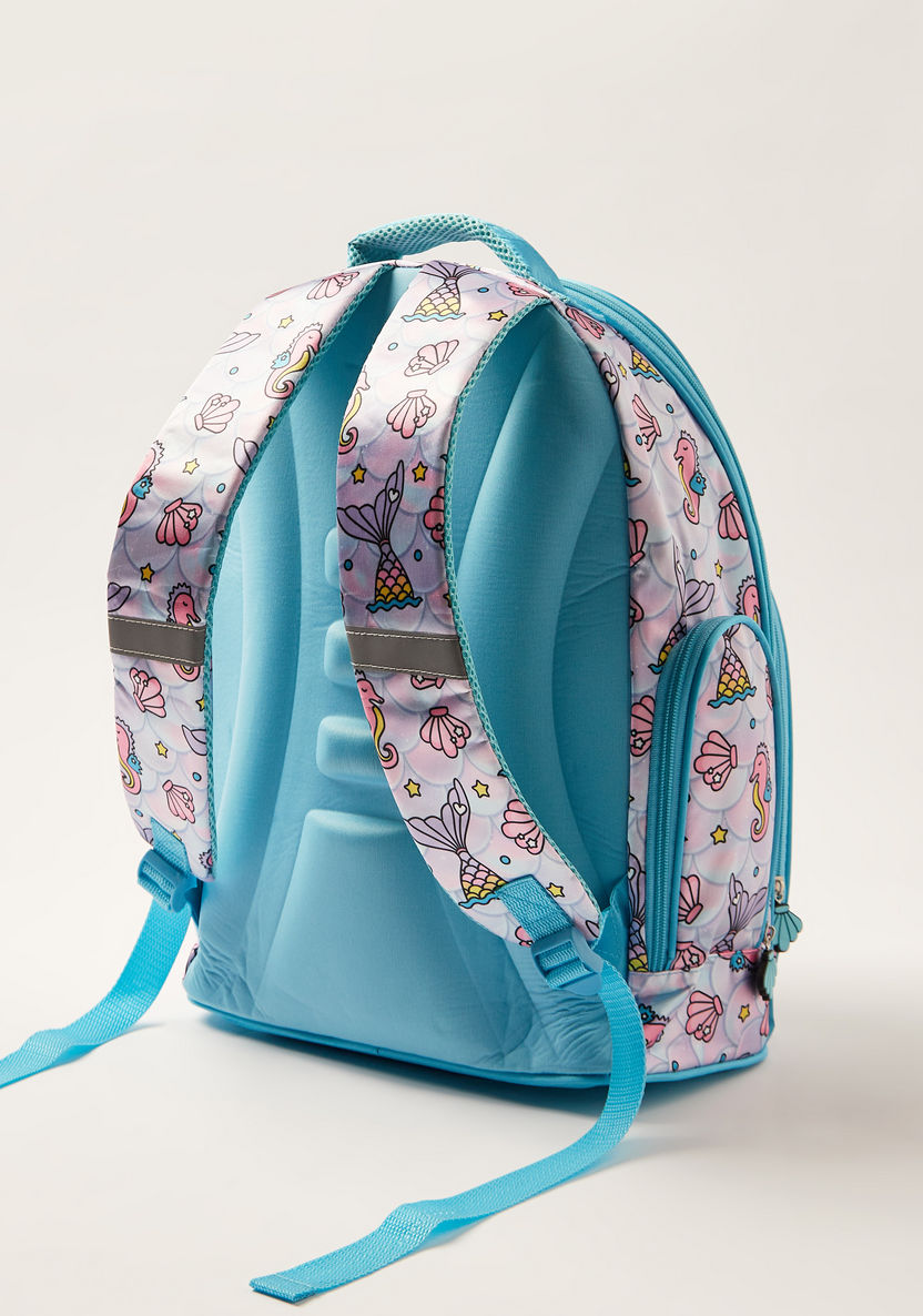 Juniors Printed Backpack with Zip Closure - 16 inches-Backpacks-image-3