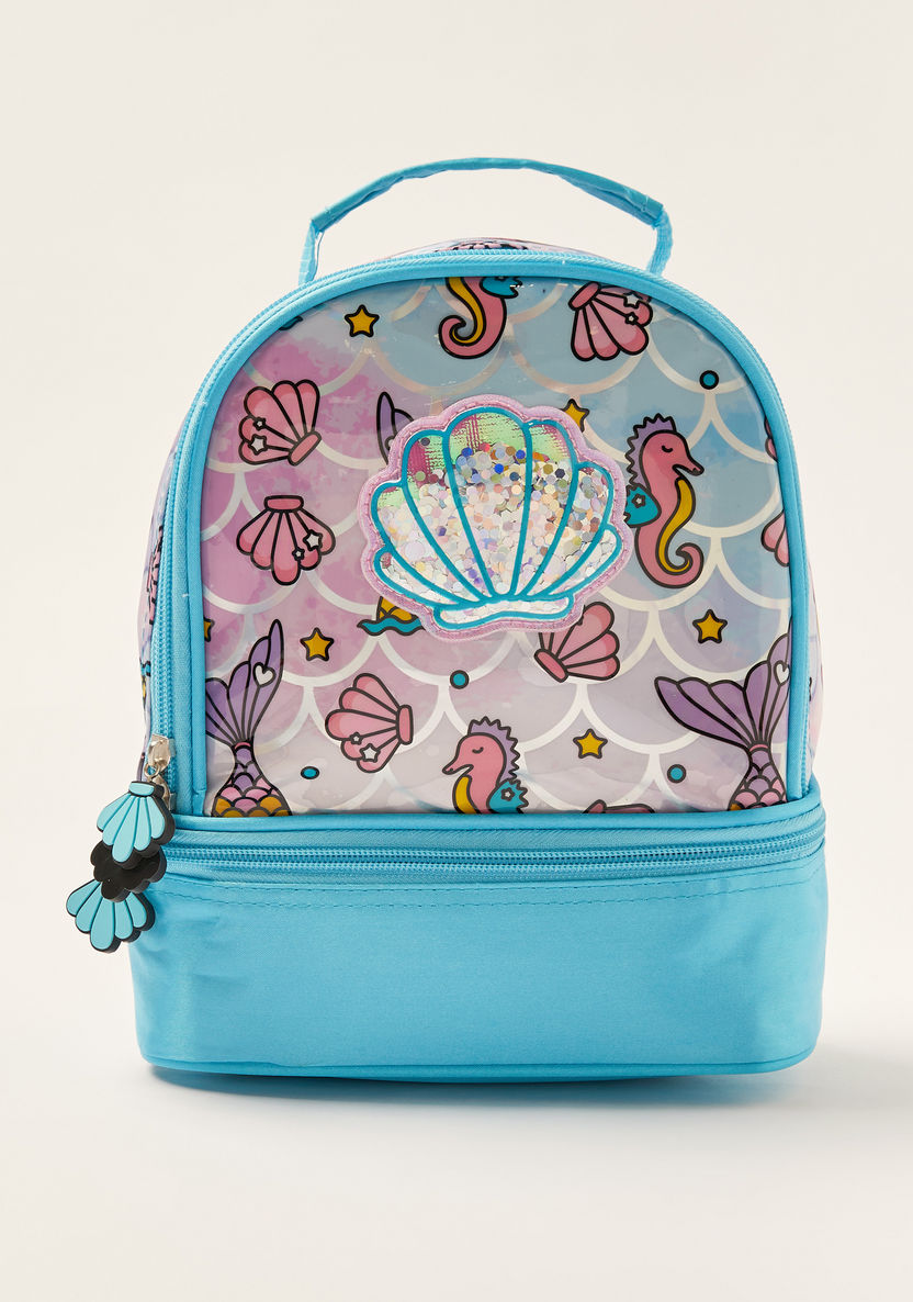 Juniors Mermaid Print Lunch Bag with Zip Closure-Lunch Bags-image-0