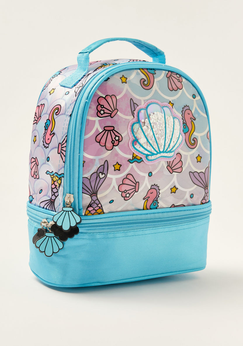 Juniors Mermaid Print Lunch Bag with Zip Closure-Lunch Bags-image-1