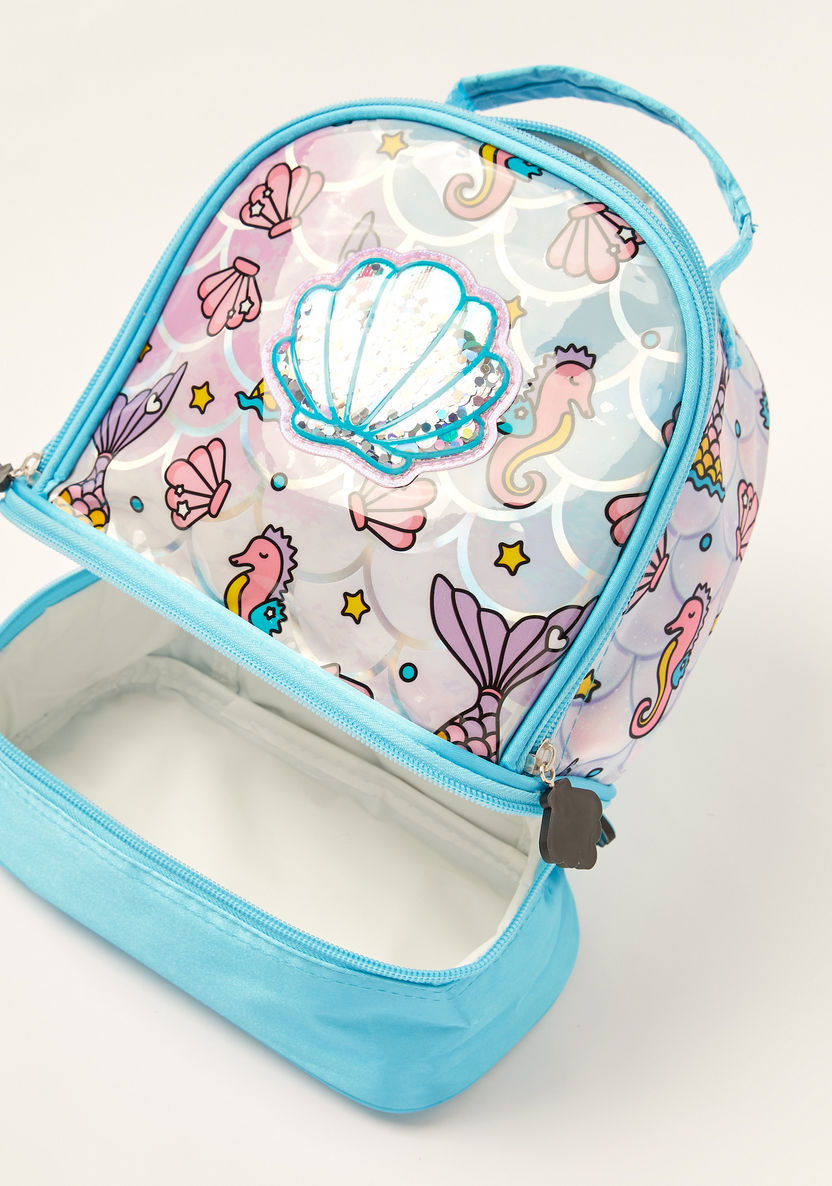 Juniors Mermaid Print Lunch Bag with Zip Closure-Lunch Bags-image-3