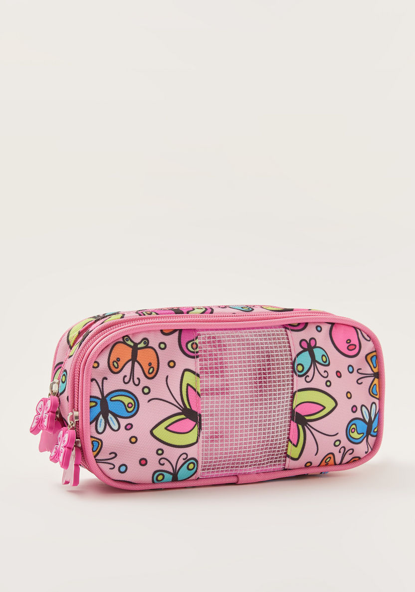 Juniors Butterfly Print Pencil Pouch with Zip Closure-Pencil Cases-image-1