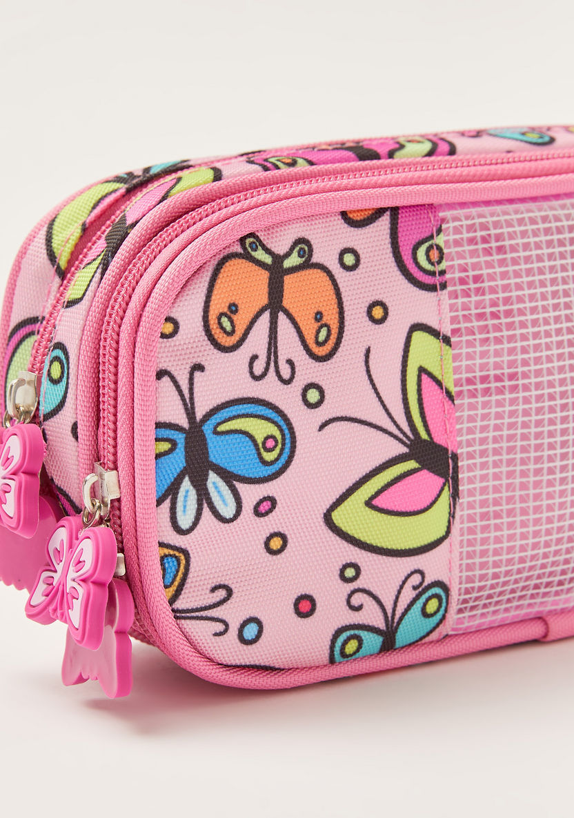 Juniors Butterfly Print Pencil Pouch with Zip Closure-Pencil Cases-image-2