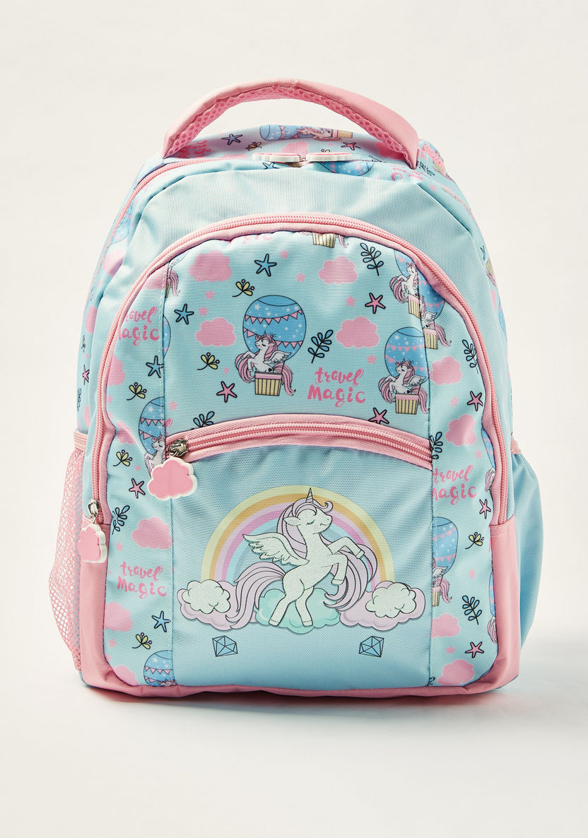 Juniors Unicorn Print 16-inch Backpack with Zip Closure-Backpacks-image-0