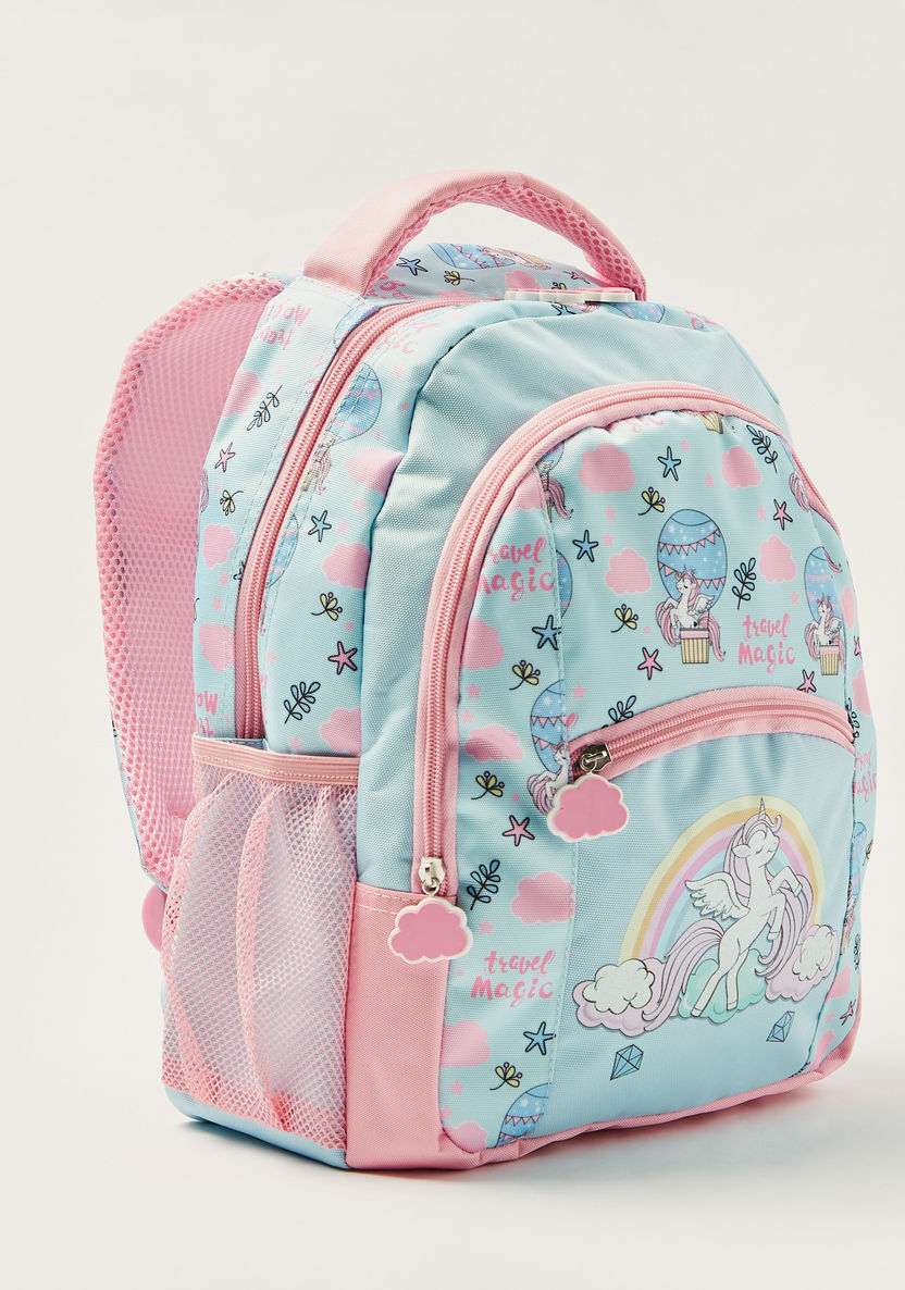 Juniors Unicorn Print 16-inch Backpack with Zip Closure-Backpacks-image-1